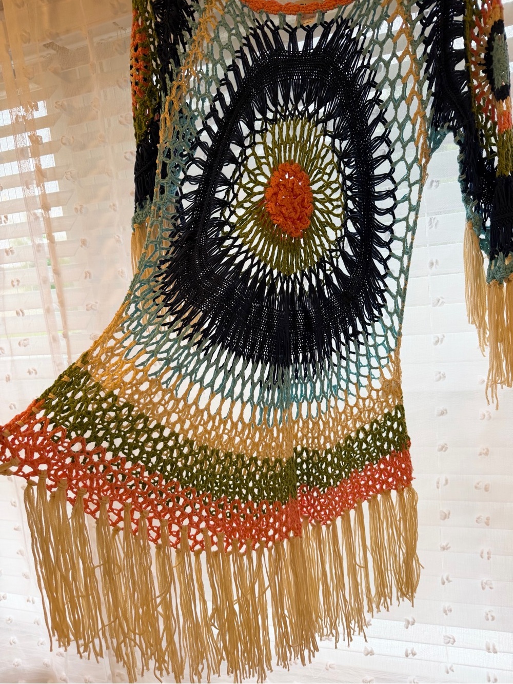 VENUS Multicolor Crochet Swim Coverup with Fringe - Picture 3 of 5